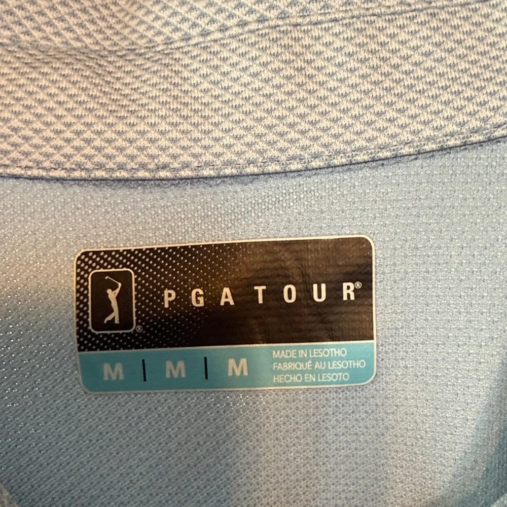 PGA‎ TOUR Mens Light Blue Performance Mesh Short Sleeve Golf Polo Shirt Size M
